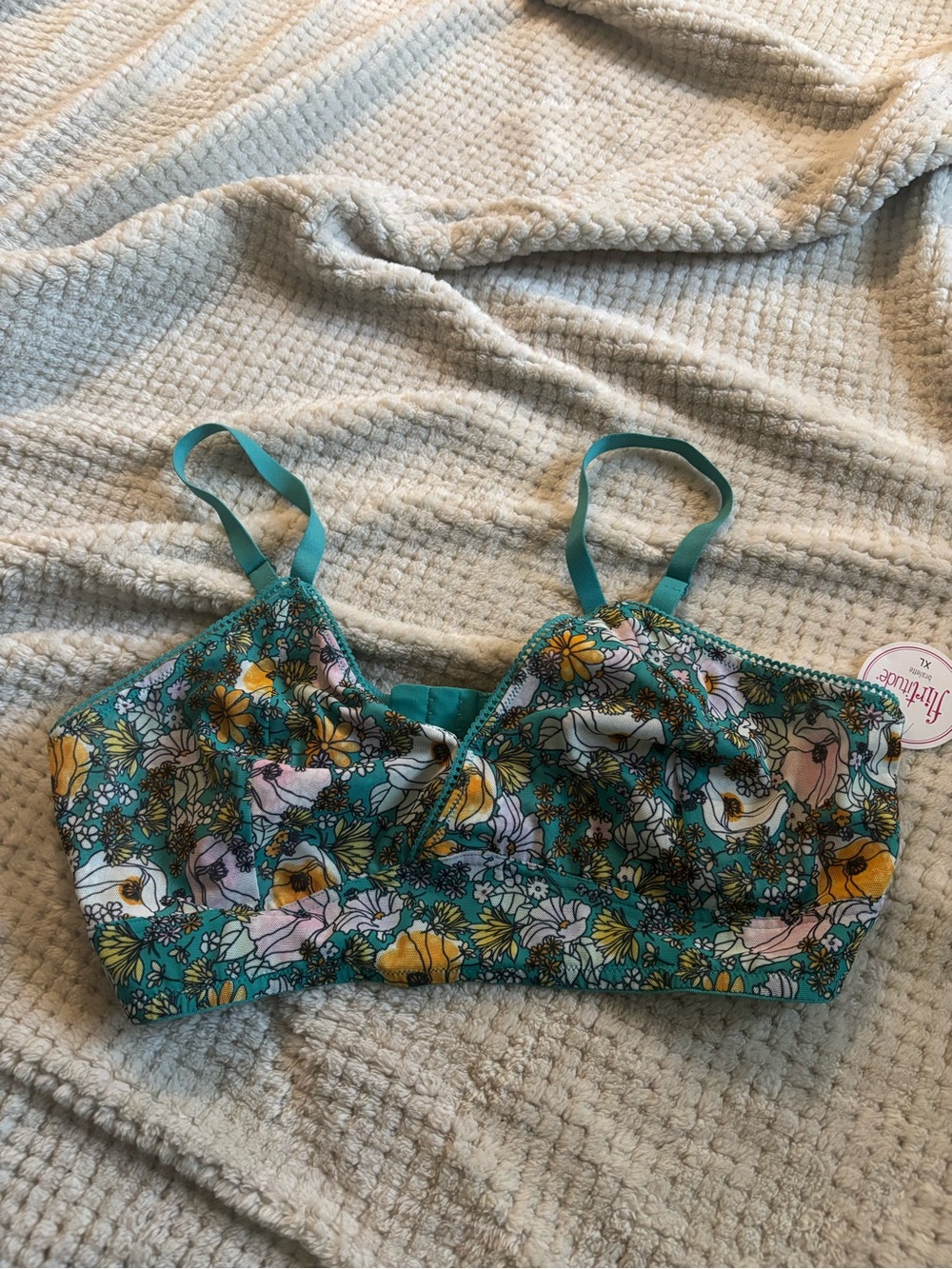 flirtitude Teal Floral Bralette XL lingerie basics loungewear